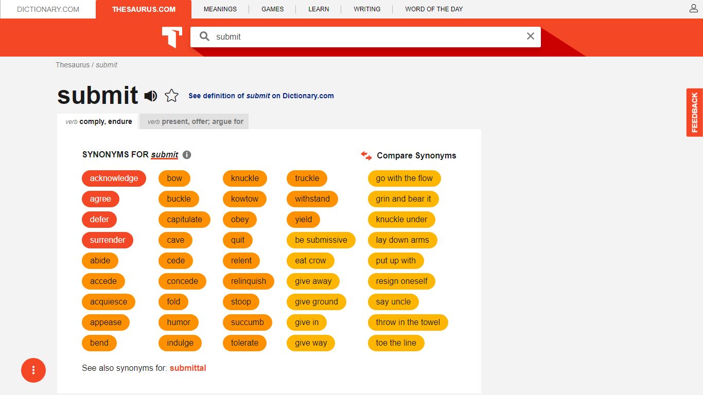 SUBMIT Synonyms: 107 Synonyms & Antonyms for SUBMIT | Thesaurus.com