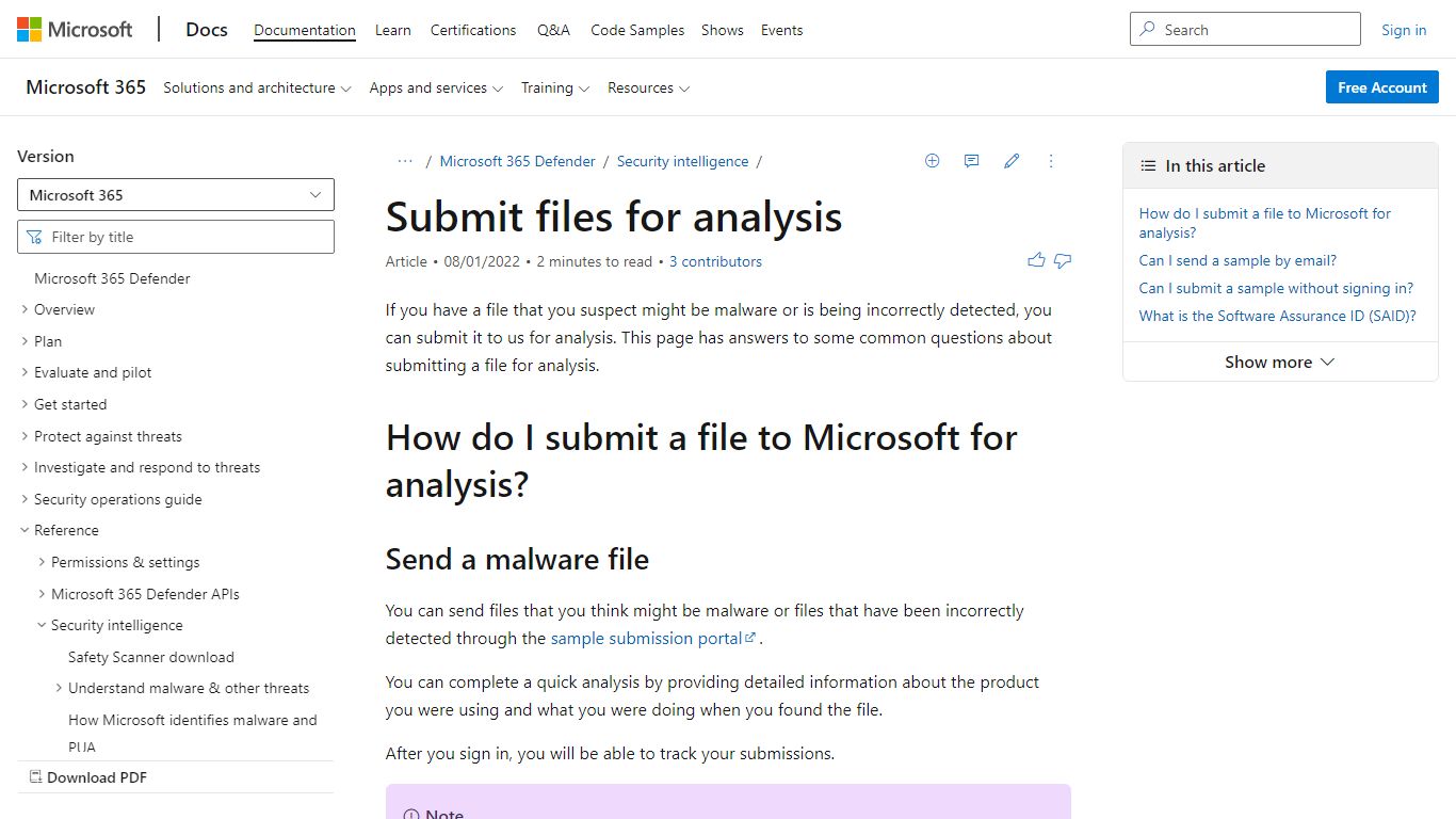 Submit files for analysis by Microsoft | Microsoft Docs